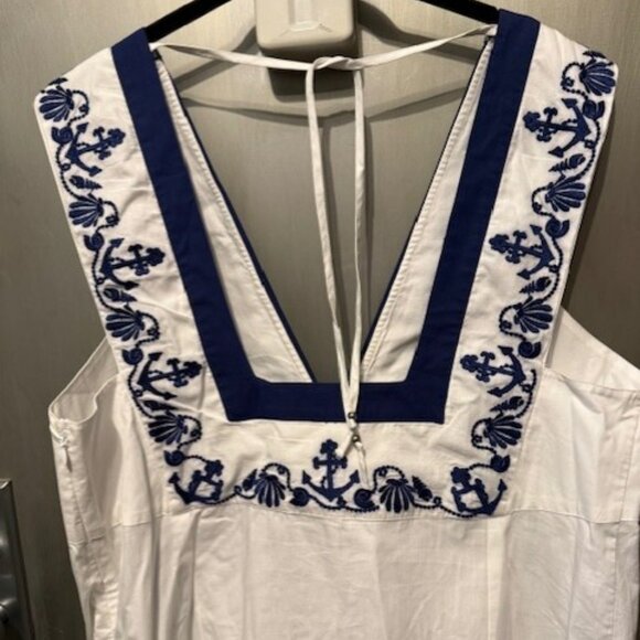 Retro Embroidered Floral Nautical / Sailor Mini Dress - Picture 8 of 16